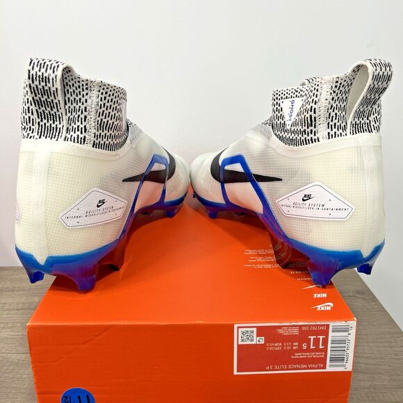 Nike Alpha Menace Elite 3 White/Royal Football Cleats DM1792-106 Size 11.5 - Picture 6 of 8